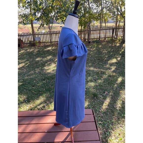 Blue Ruffled Dress X-Large Neesees Dresses Boutique Short Sleeve Polyester/Rayon - Picture 8 of 8